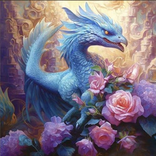 Набір для творчості алмазна картина  Дракон у квітах Strateg розміром 30х30 см  (ME13836) фото