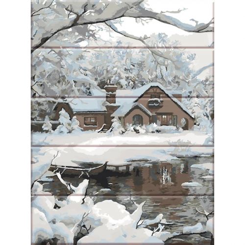Картина по номерам на дереве "Уютная зима" 30х40 см фото