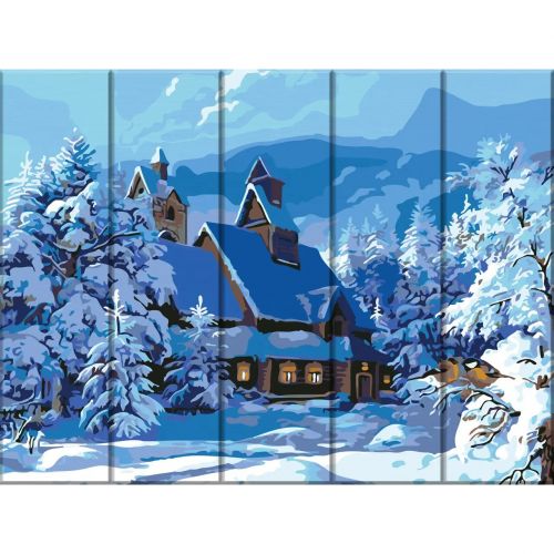 Картина за номерами на дереві "Зимовий пейзаж" 30х40 см фото