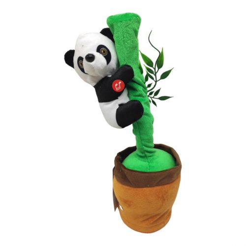 Мʼяка інтерактивна іграшка "Панда на бамбуці" фото