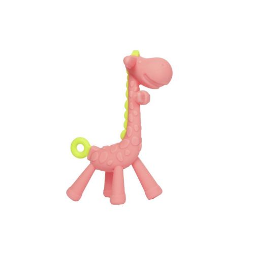 Прорезыватель силиконовый "Жираф" (розовый) фото