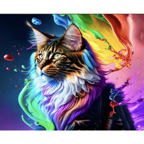Алмазна мозаїка "Різнобарвний котик" 30х40 см фото