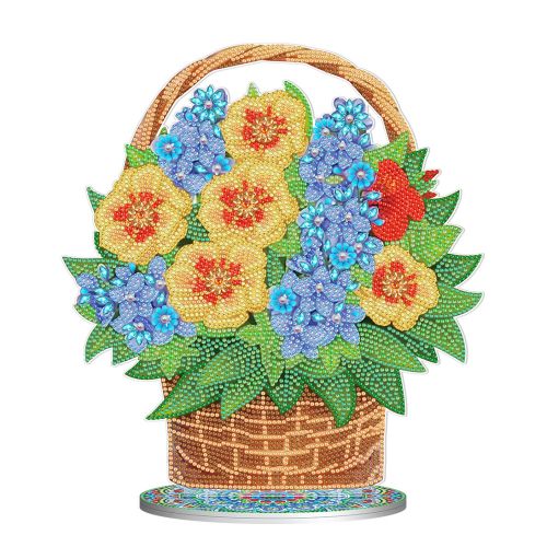 Алмазна мозаїка на підставці "Квіти в кошику" фото