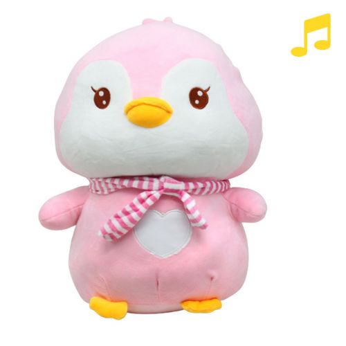 Мʼяка іграшка "Пінгвін Айсі", 40 см, музичний, рожевий (укр) фото
