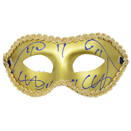 Уцінка.  Карнавальна маска з мереживом, золота - Сіли батарейки фото