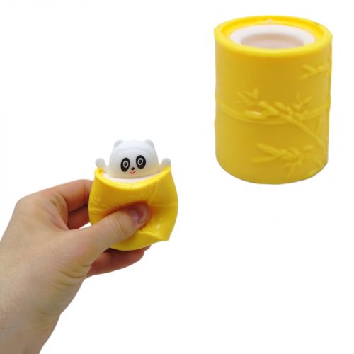 Іграшка-антистрес "Панда в бочці" (жовтий) фото