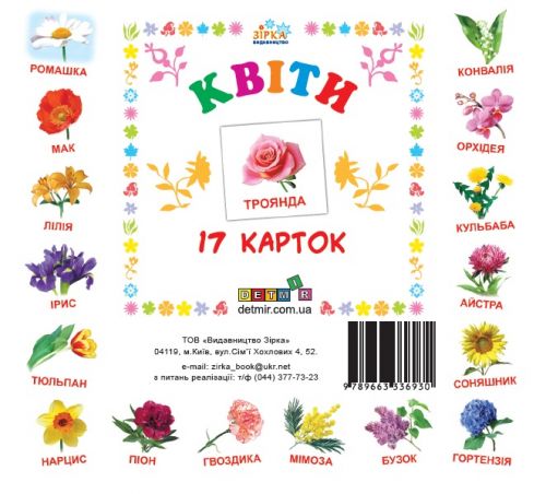 Картки міні "Квіти" (17 карток 11х11) (укр)  мініатюра фото 1