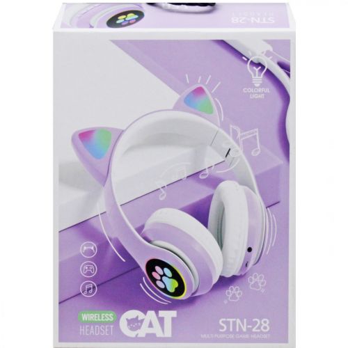 Уценка. Беспроводные наушники "Cat headset" (сиреневый) - Повреждена упаковка фото