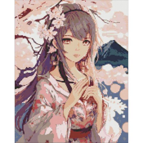 Алмазная мозаика "Аниме.  Цветы сакуры" фото