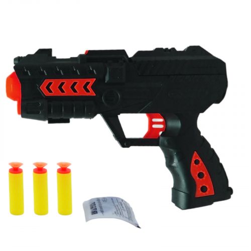Пистолет, мягкие патроны с присоской, гелевые шары (красный) фото