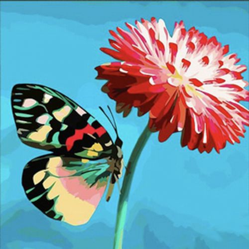 Алмазна мозаїка "Метелик на квітці" 30х30 см фото