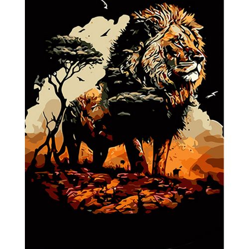 Картина за номерами на чорному фоні "Король лев" 40х50 фото