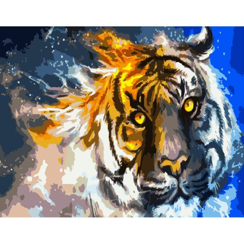 Картина по номерам "Огненный тигр" ★★★ фото