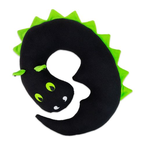 Мягкая подушка "Дракон Мякуша", черно-зеленый фото