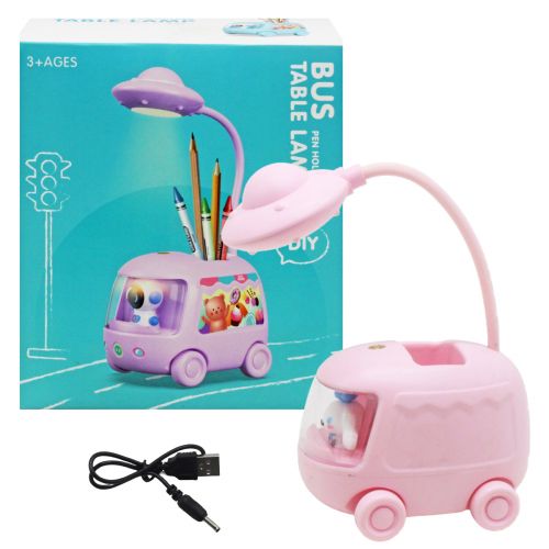 Дитяча настільна лампа "Bus", рожева фото