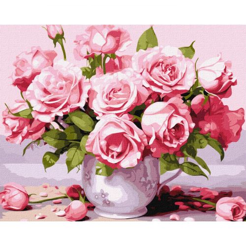 Картина по номерам "Розовые розы" 40х50 см фото