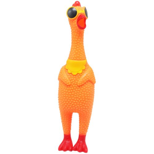 Гумова іграшка-піщалка "Курка крикун" (помаранчевий) фото