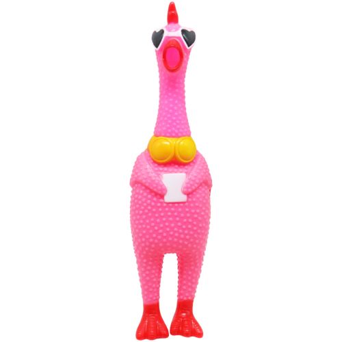 Резиновая игрушка-пищалка "Кричащая курица" (розовый) фото