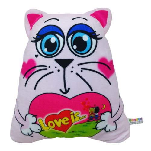 М'яка іграшка подушка Кіт Вітальний (рожевий) 32 см фото