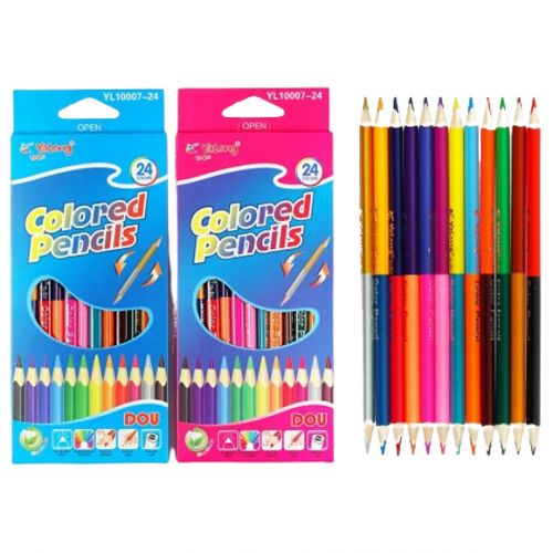 Набір двосторонніх кольорових олівців (12 шт) фото
