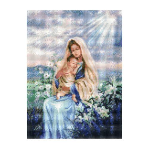 Алмазна мозаїка "Марія з Ісусом у ліліях" 30х40 см фото