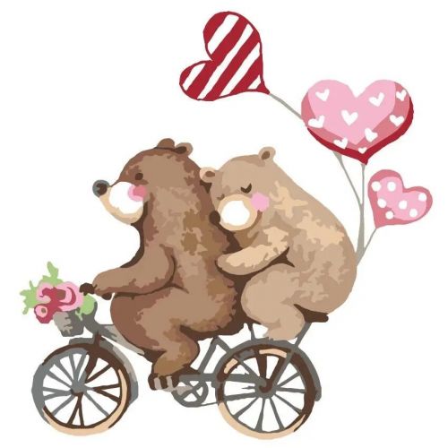 Картина за номерами на ДВП "Закохані ведмеді" 30х30 см ★★★ фото