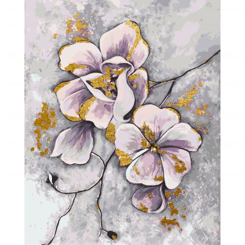 Картина по номерах "Квіти; з фарбами золото металік" 40x50 см фото