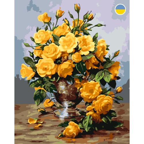 Картина по номерах "Букет жовтих троянд" 40x50 см фото