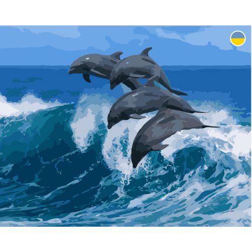 Картина по номерах "Дельфіни в морі" 40x50 см фото