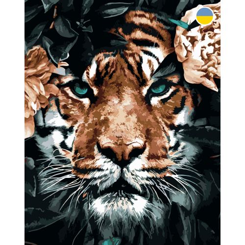 Картина по номерах "Тигр у листі" 40x50 см фото