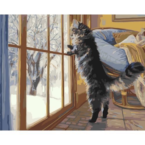 Картина по номерах "Котик біля вікна" 40x50 см фото