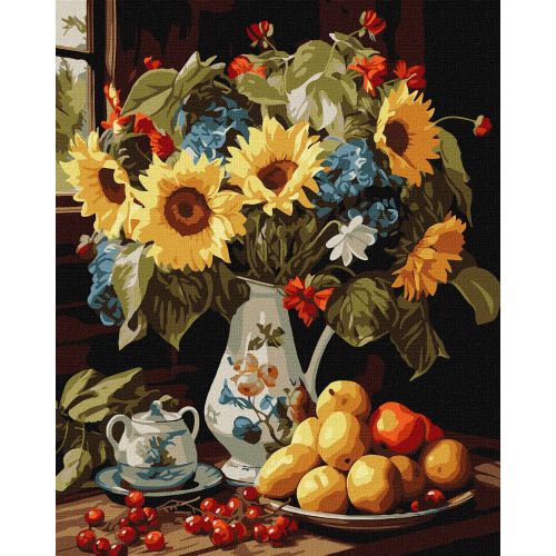 Картина по номерах "Натюрморт із соняшниками" 40x50 см фото