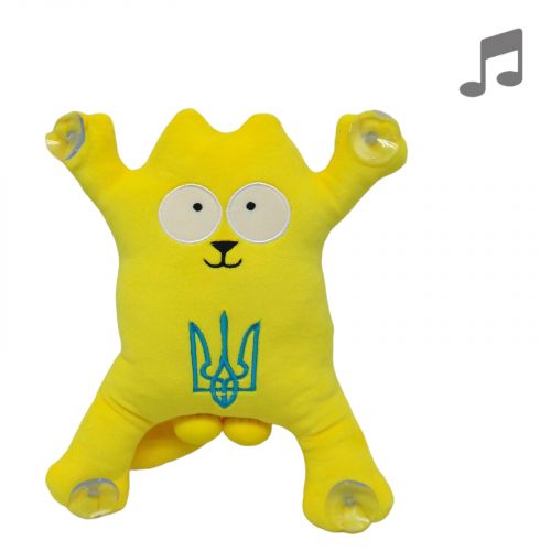 Мʼяка іграшка "Кіт Саймон ЗСУ", патріот, музичний (жовтий) фото