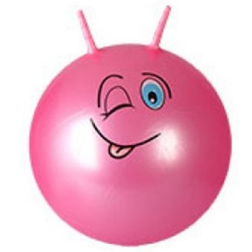 Мяч фитбол "Смайлики" рога, 45 см (розовый) фото