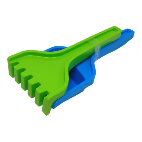 Песочный набор "Лопатка и грабли" (синий + зеленый) фото