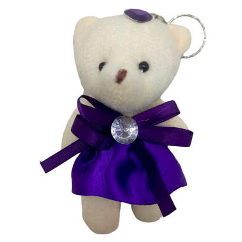 Брелок мʼякий "Ведмедик у сукні", фіолетовий фото