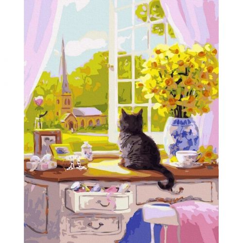 Картина по номерам "Котенок у окна" 40х50 см фото