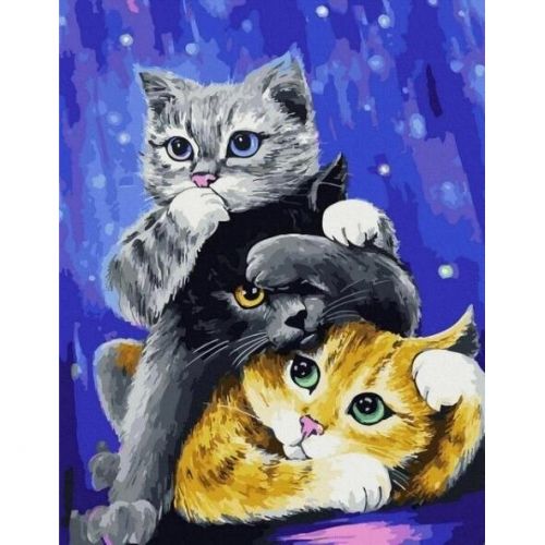 Картина по номерам "Кошачье трио" 40х50 см фото