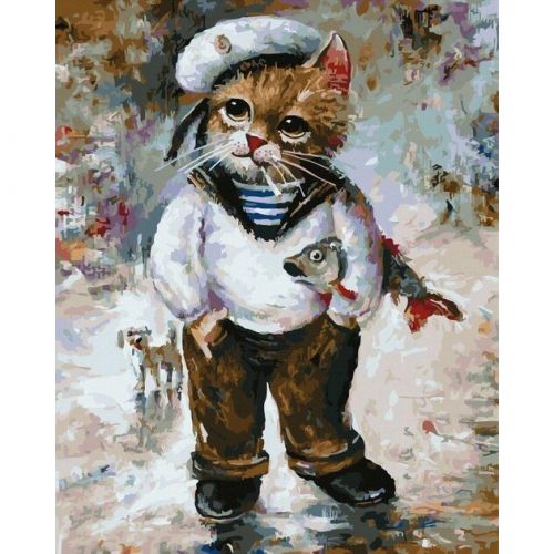 Картина по номерам "Кот-моряк" 40х50 см фото