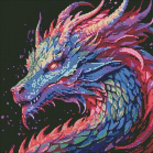 Алмазная мозаика "Цветастый дракон" 40х40 см фото