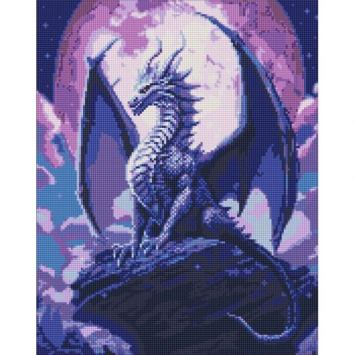 Алмазная мозаика "Дракон на скале" 40х50 см фото
