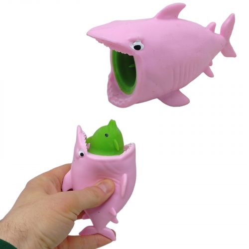 Іграшка-антистрес "Акула з рибою" (рожевий) фото
