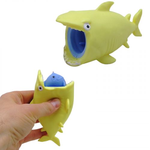 Іграшка-антистрес "Акула з рибою" (жовтий) фото