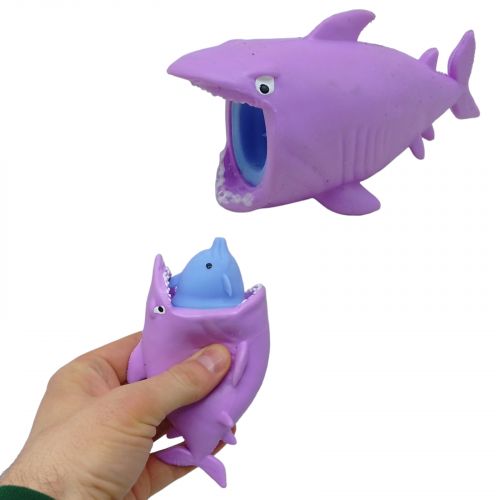 Іграшка-антистрес "Акула з рибою" (бузковий) фото