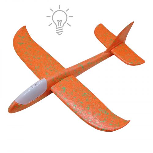 Пенопластовый самолет пенолет, 48 см, со светом (оранжевый) фото