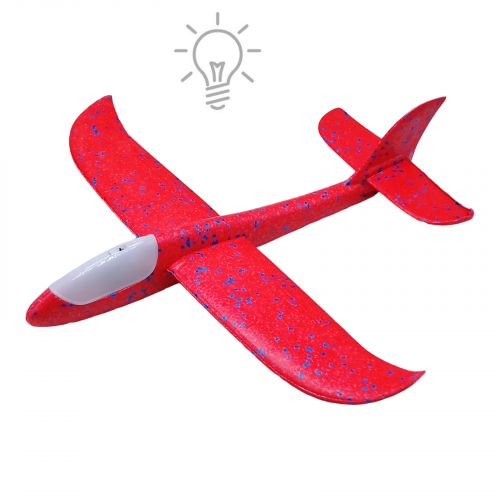 Пенопластовый самолет пенолет, 48 см, со светом (красный) фото