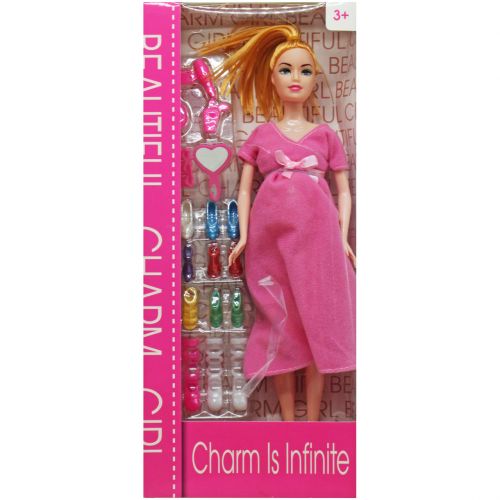 Лялька вагітна з аксесуарами (у ніжно-рожевому) фото