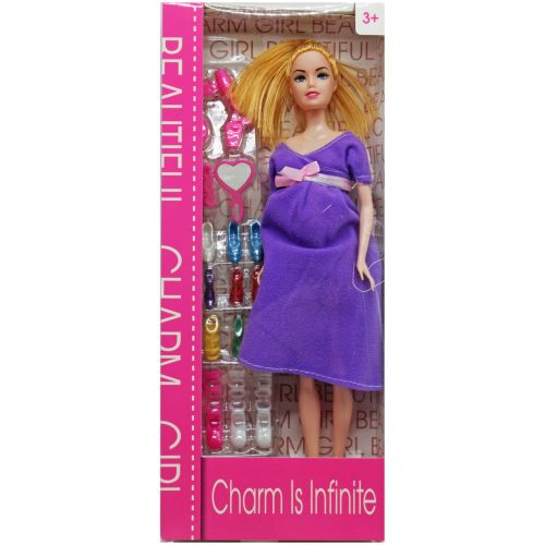 Лялька вагітна з аксесуарами (у фіолетовому) фото