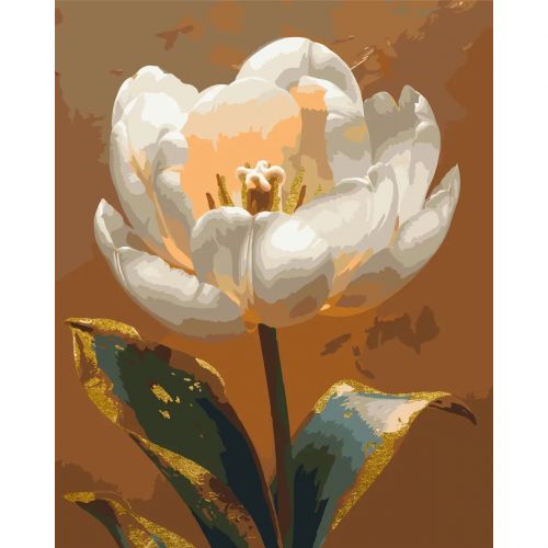 Картина по номерам с красками металлик "Белый пион", 40х50 см фото