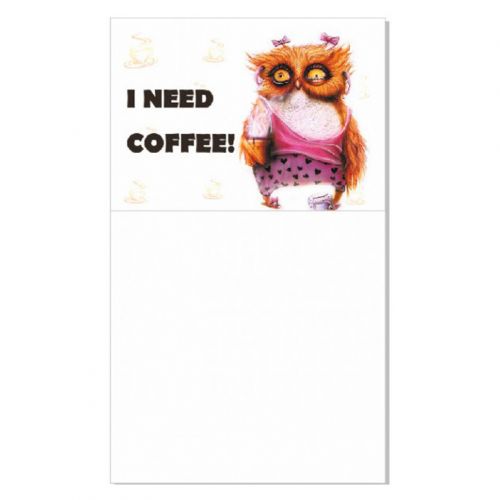 Блокнот на магніті "I need coffee / Сова" фото